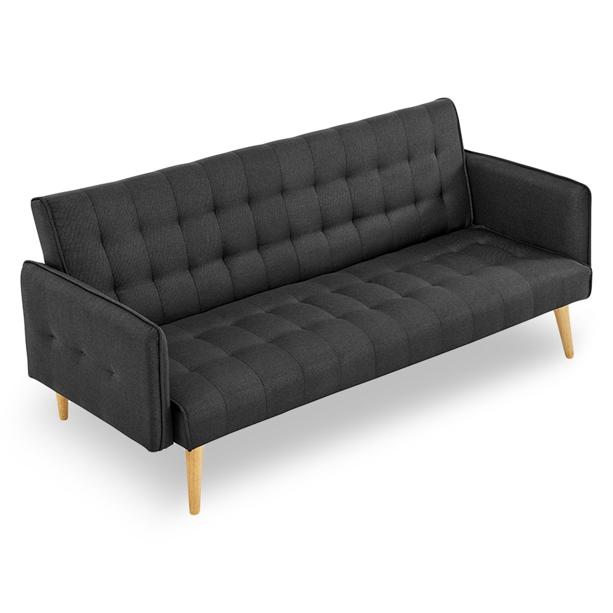 indoor furniture 3 Seater Modular Linen Fabric Sofa Bed Couch - Black