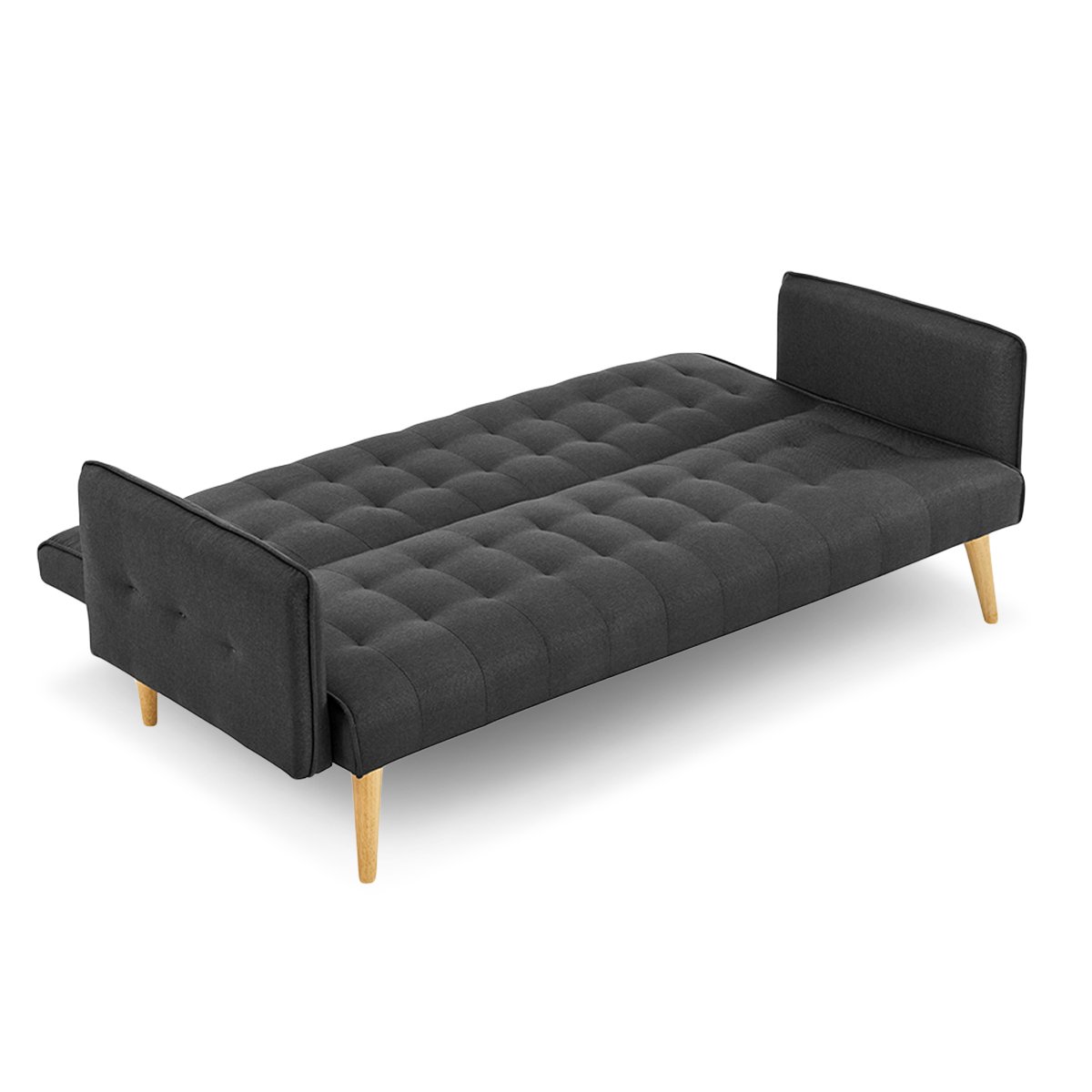 indoor furniture 3 Seater Modular Linen Fabric Sofa Bed Couch - Black