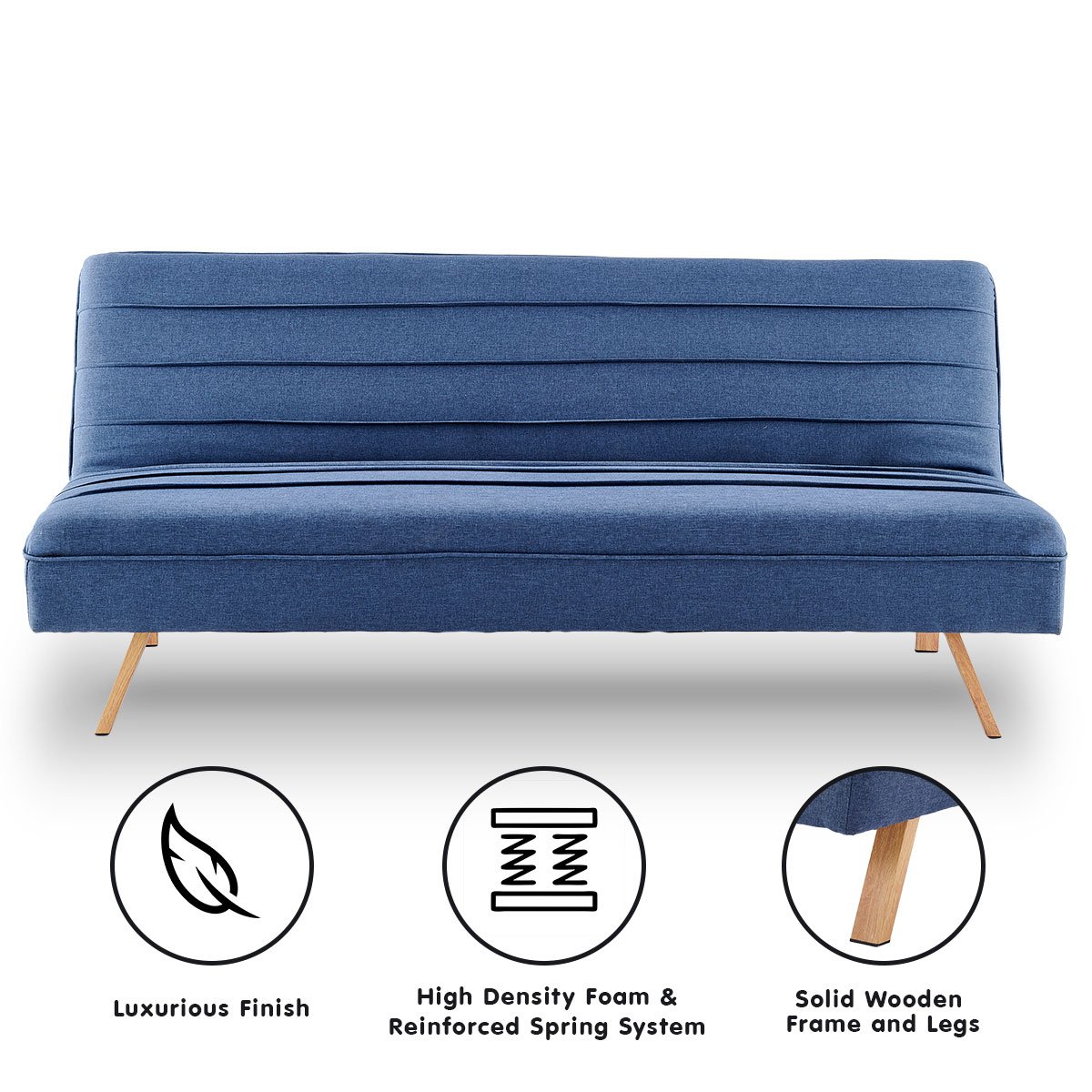 indoor furniture 3 Seater Modular Linen Fabric Sofa Bed Couch  - Dark Blue