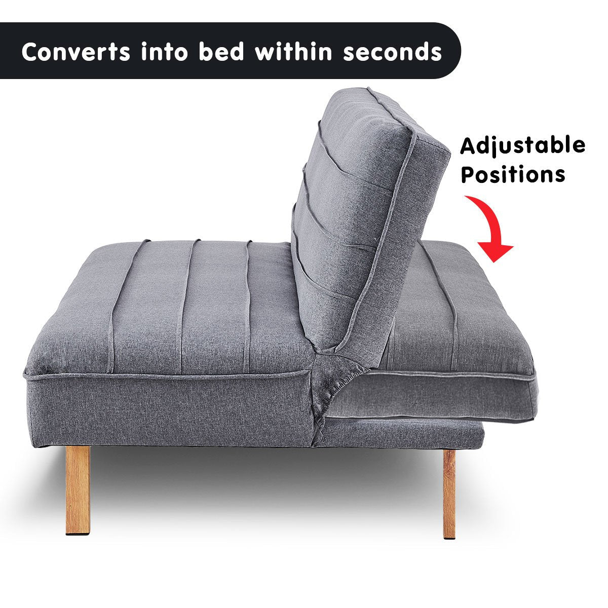 indoor furniture 3 Seater Modular Linen Fabric Sofa Bed Couch - Dark Grey