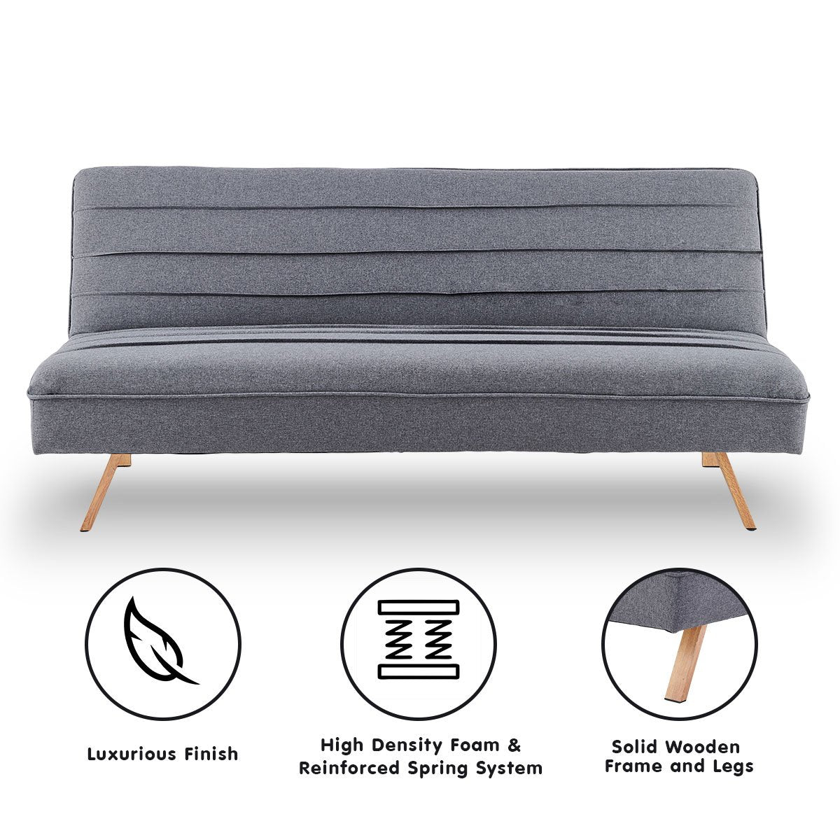 indoor furniture 3 Seater Modular Linen Fabric Sofa Bed Couch - Dark Grey