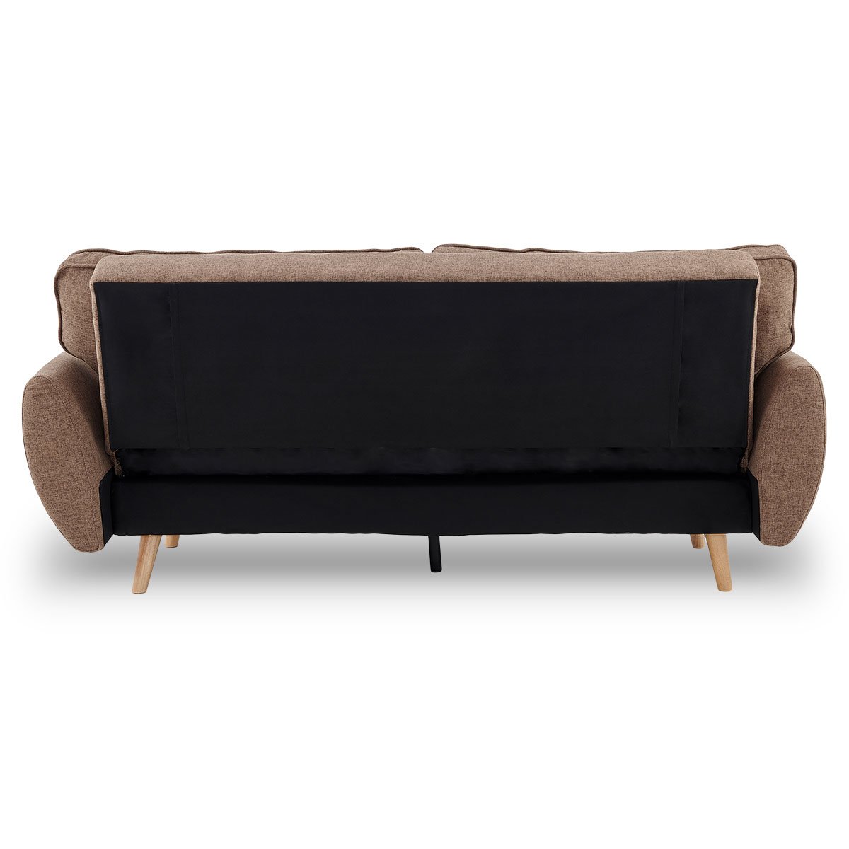 indoor furniture 3 Seater Modular Linen Fabric Sofa Bed Couch Futon - Brown