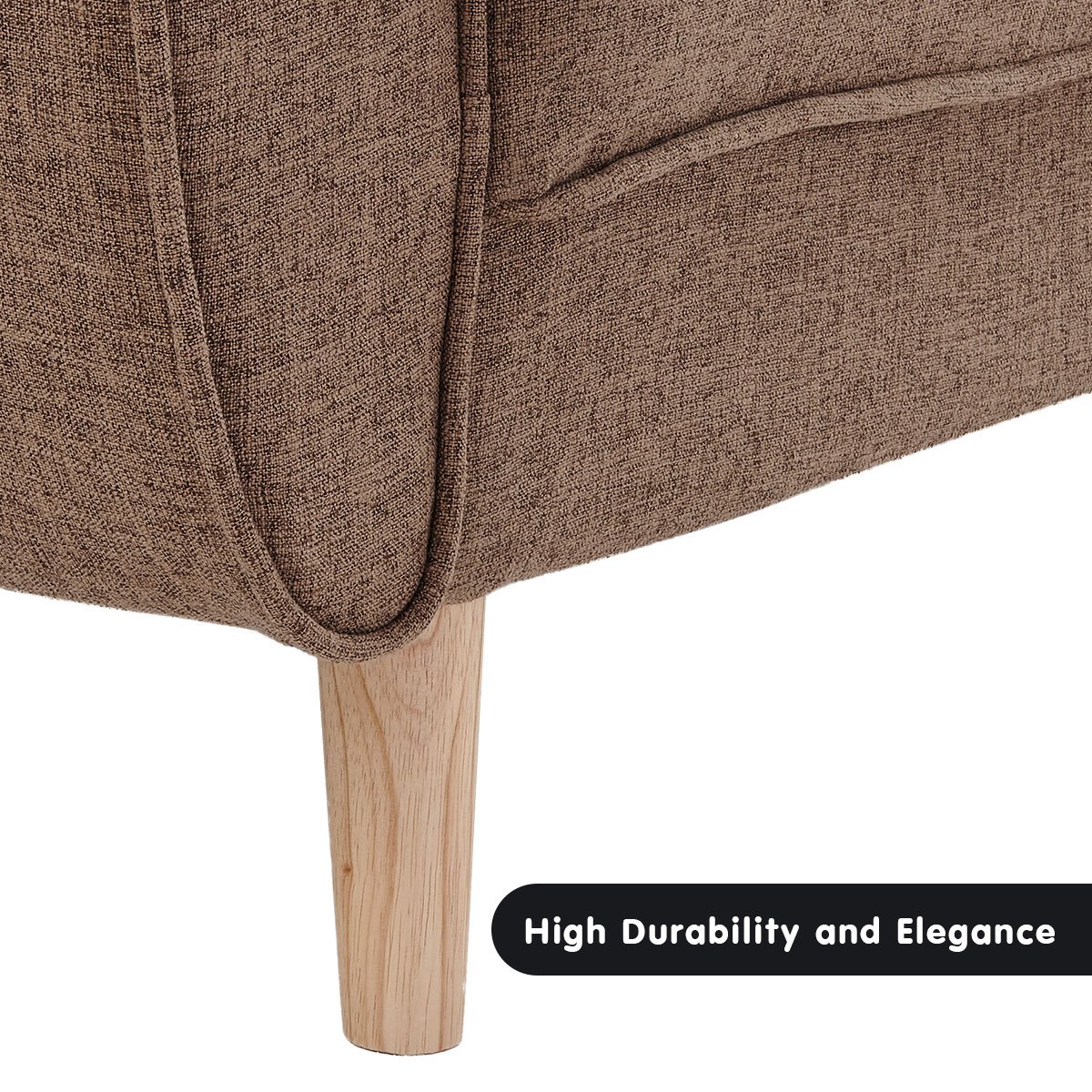 indoor furniture 3 Seater Modular Linen Fabric Sofa Bed Couch Futon - Brown