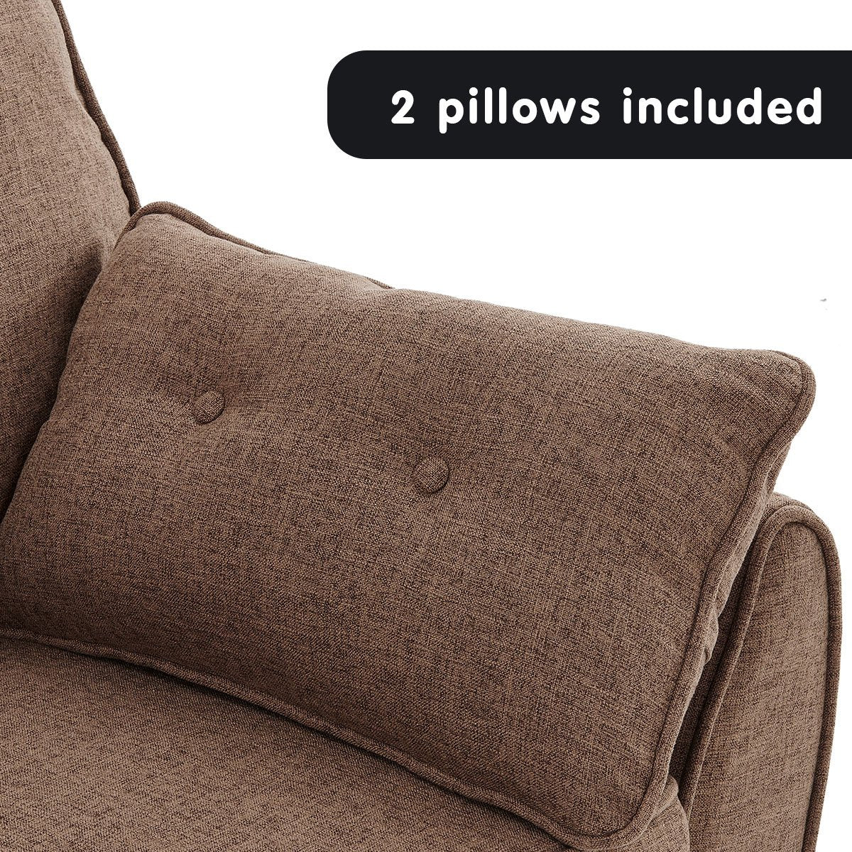 indoor furniture 3 Seater Modular Linen Fabric Sofa Bed Couch Futon - Brown