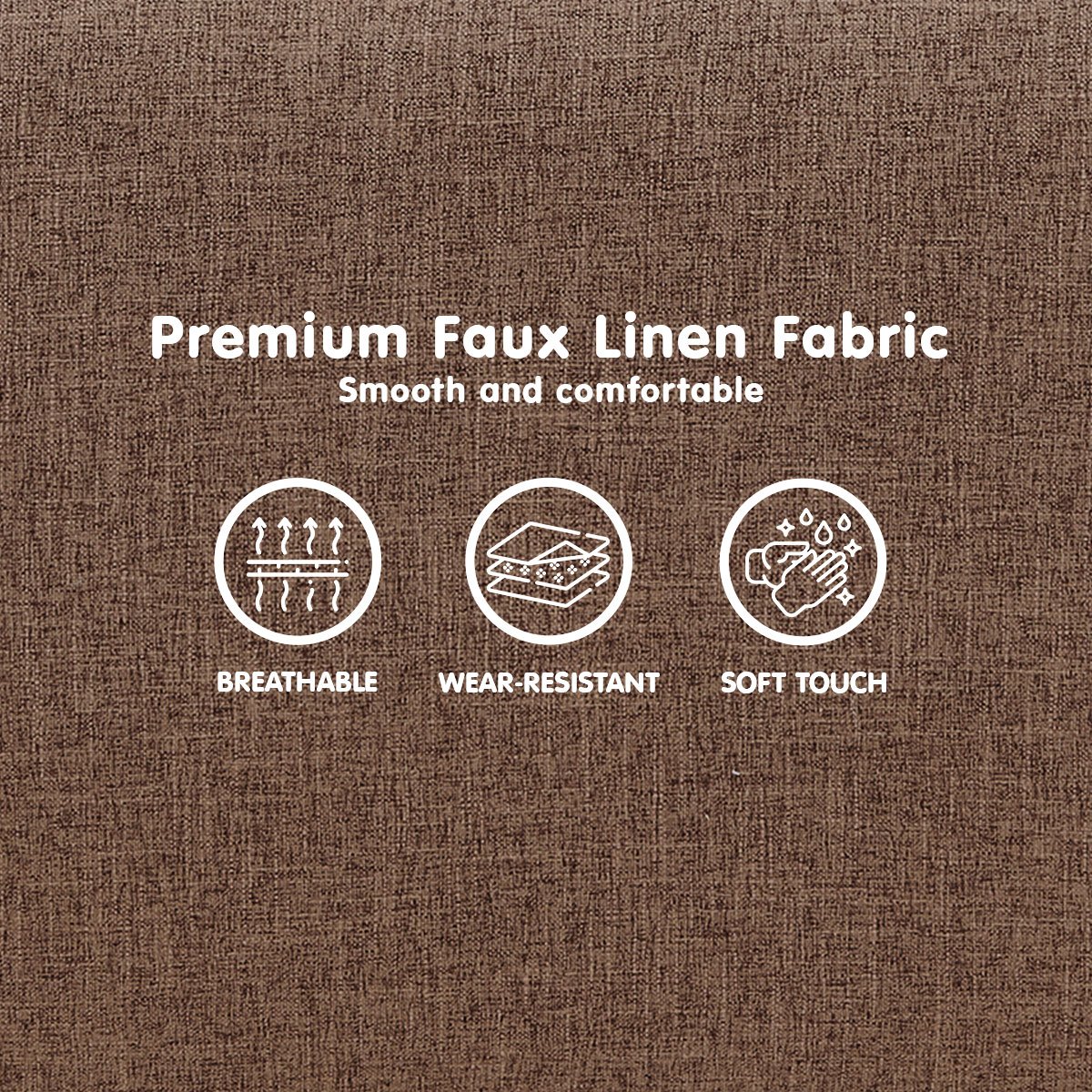 indoor furniture 3 Seater Modular Linen Fabric Sofa Bed Couch Futon - Brown