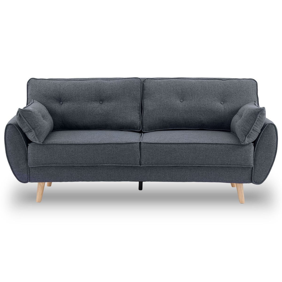 indoor furniture 3 Seater Modular Linen Fabric Wood Sofa Bed Couch- Dark Grey