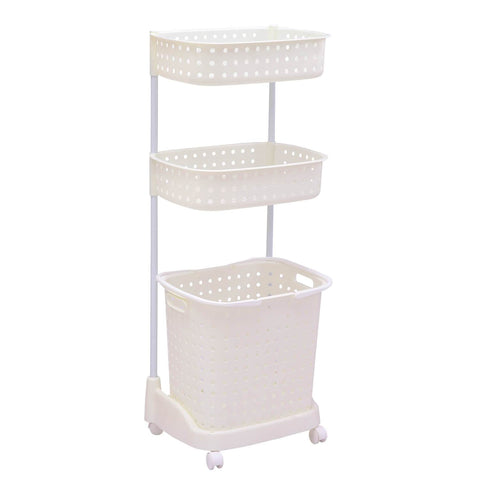 Laundry Supplies 3 Tier Bathroom Laundry Clothes Baskets Mobile Rack