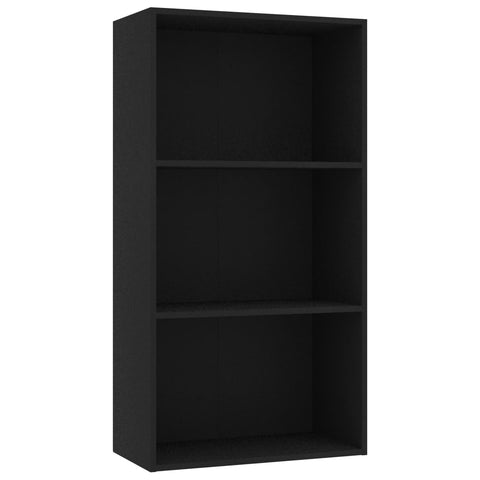 3-Tier Book Cabinet Black Chipboard