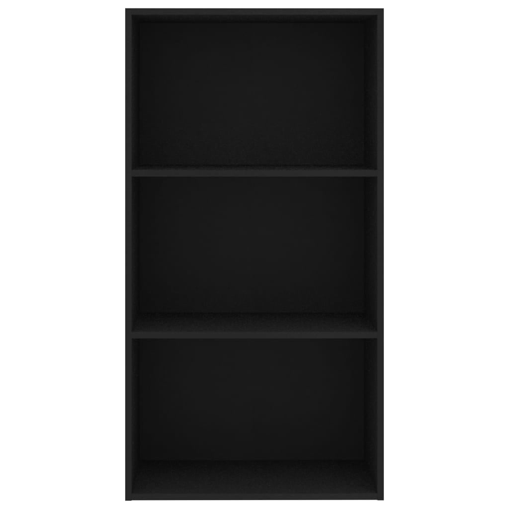 3-Tier Book Cabinet Black 60x30x114 cm Chipboard