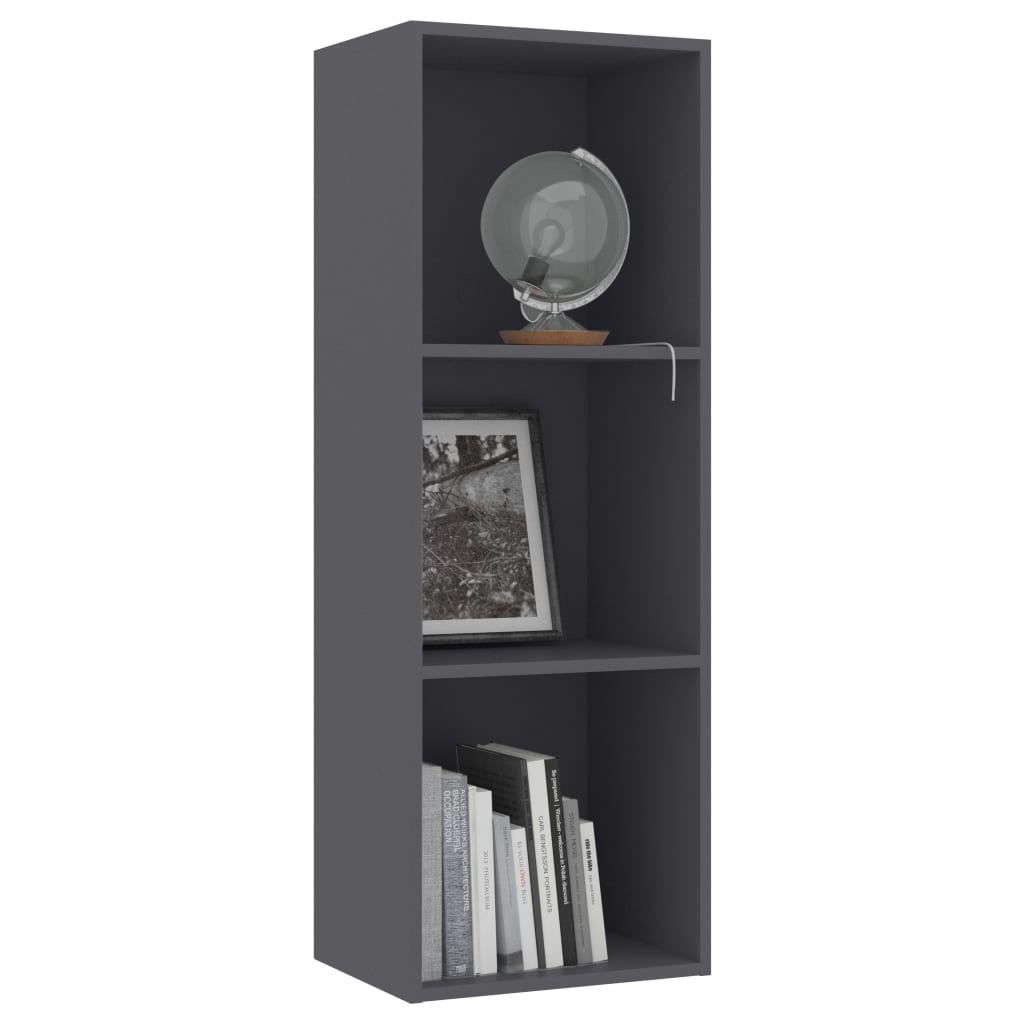 3-Tier Book Cabinet Grey 40x30x114 cm Chipboard
