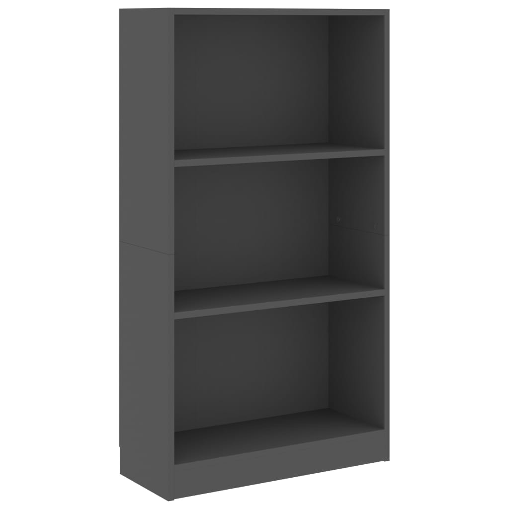 3-Tier Book Cabinet Grey 60x24x108 cm Chipboard