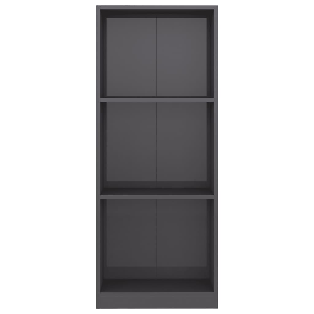 3-Tier Book Cabinet High Gloss Grey 40x24x108 cm Chipboard