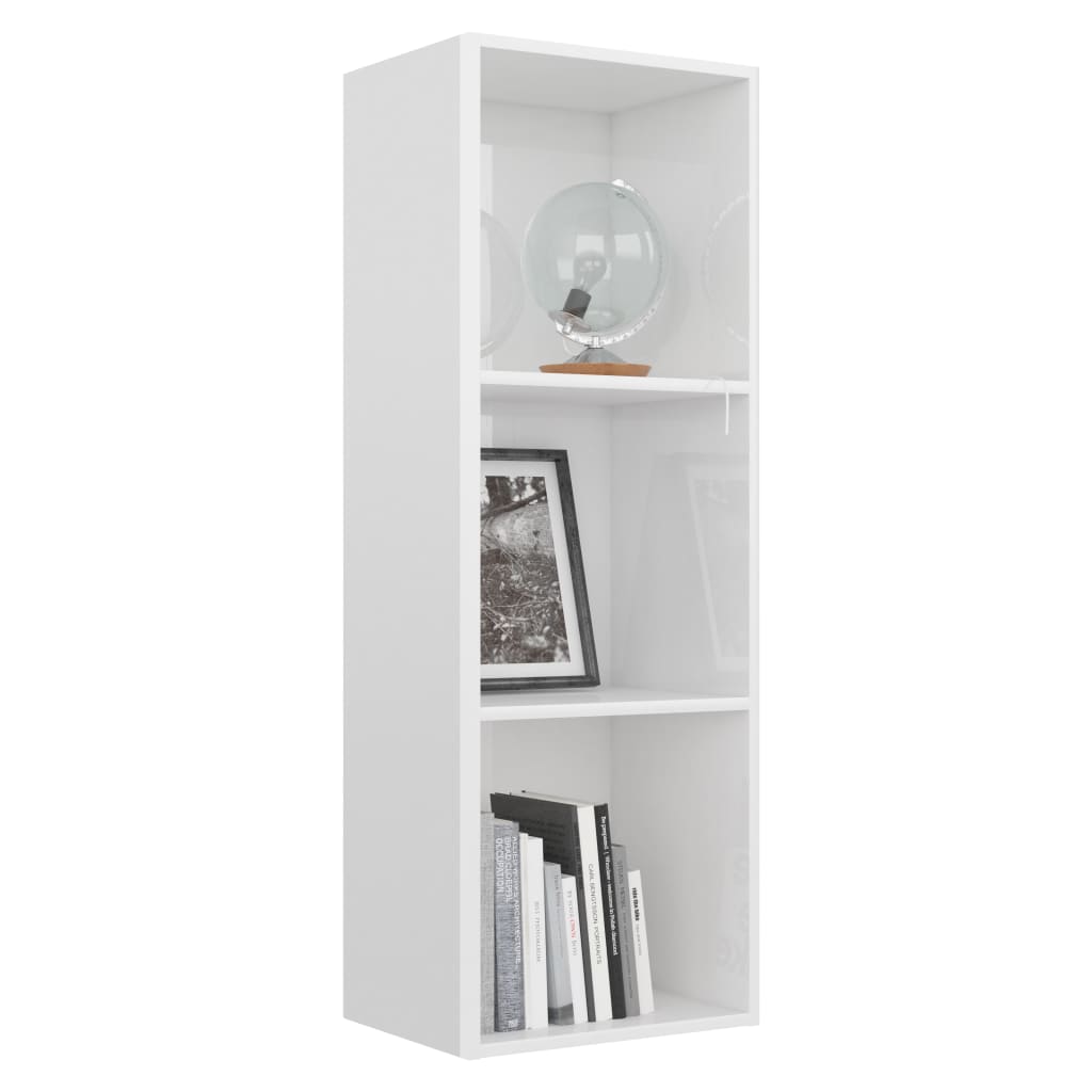 3-Tier Book Cabinet High Gloss White 40x30x114 cm Chipboard