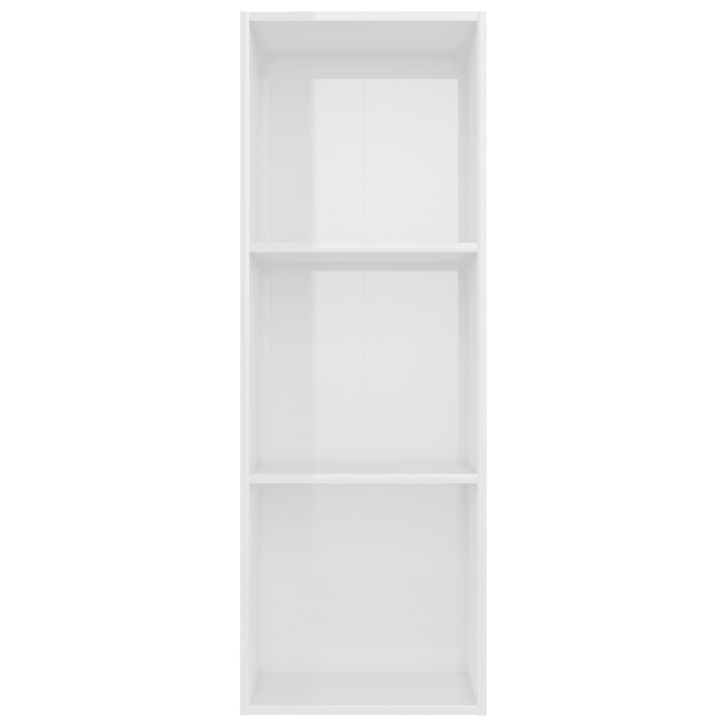 3-Tier Book Cabinet High Gloss White 40x30x114 cm Chipboard