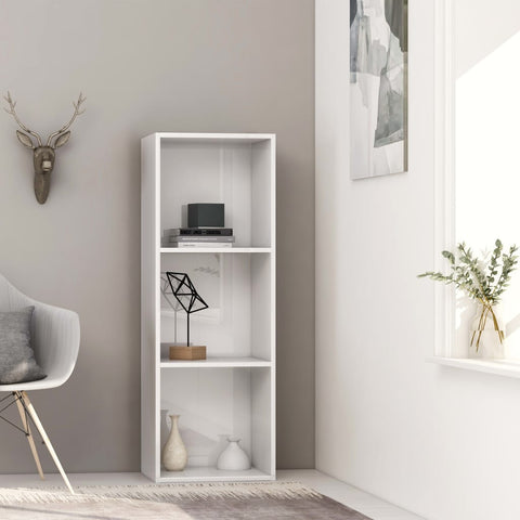 3-Tier Book Cabinet High Gloss White 40x30x114 cm Chipboard