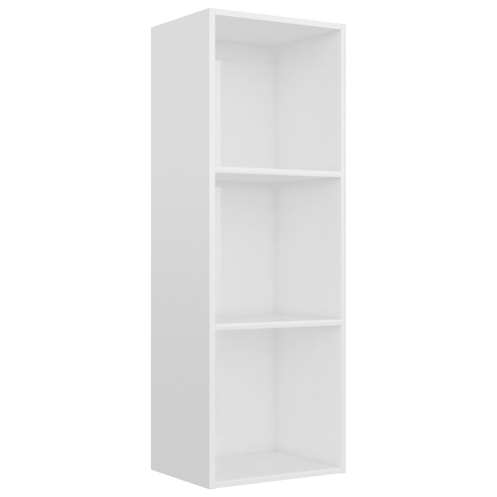 3-Tier Book Cabinet High Gloss White 40x30x114 cm Chipboard