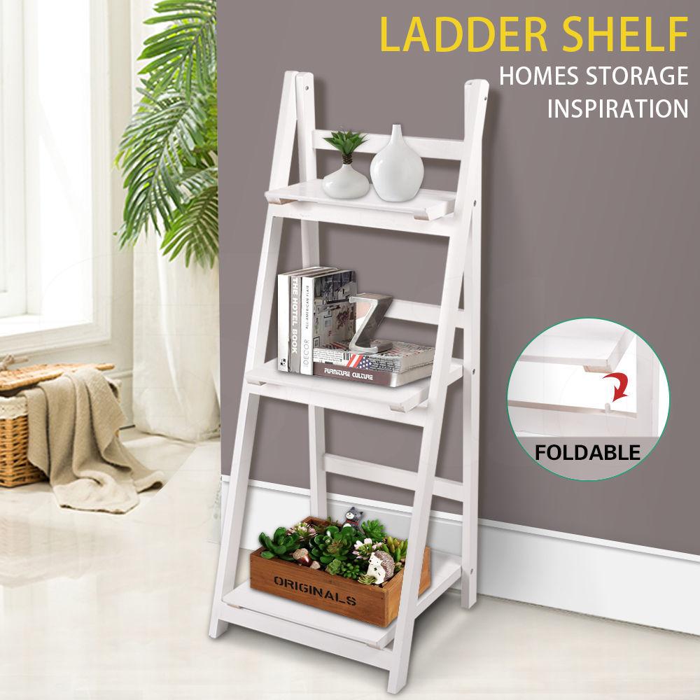 Living Room 3 Tier Ladder Shelf Stand Storage Book