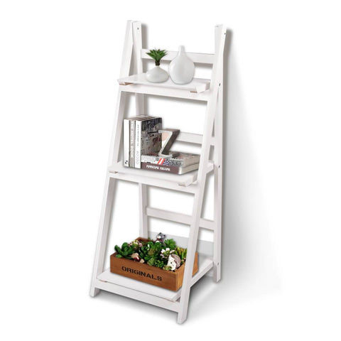 Living Room 3 Tier Ladder Shelf Stand Storage Book