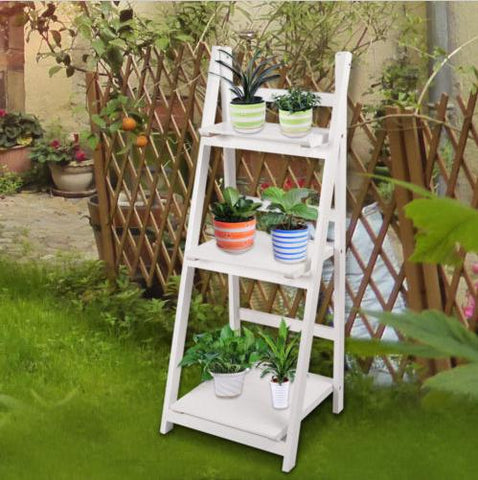 3 Tier Ladder Shelf Stand Storage Book