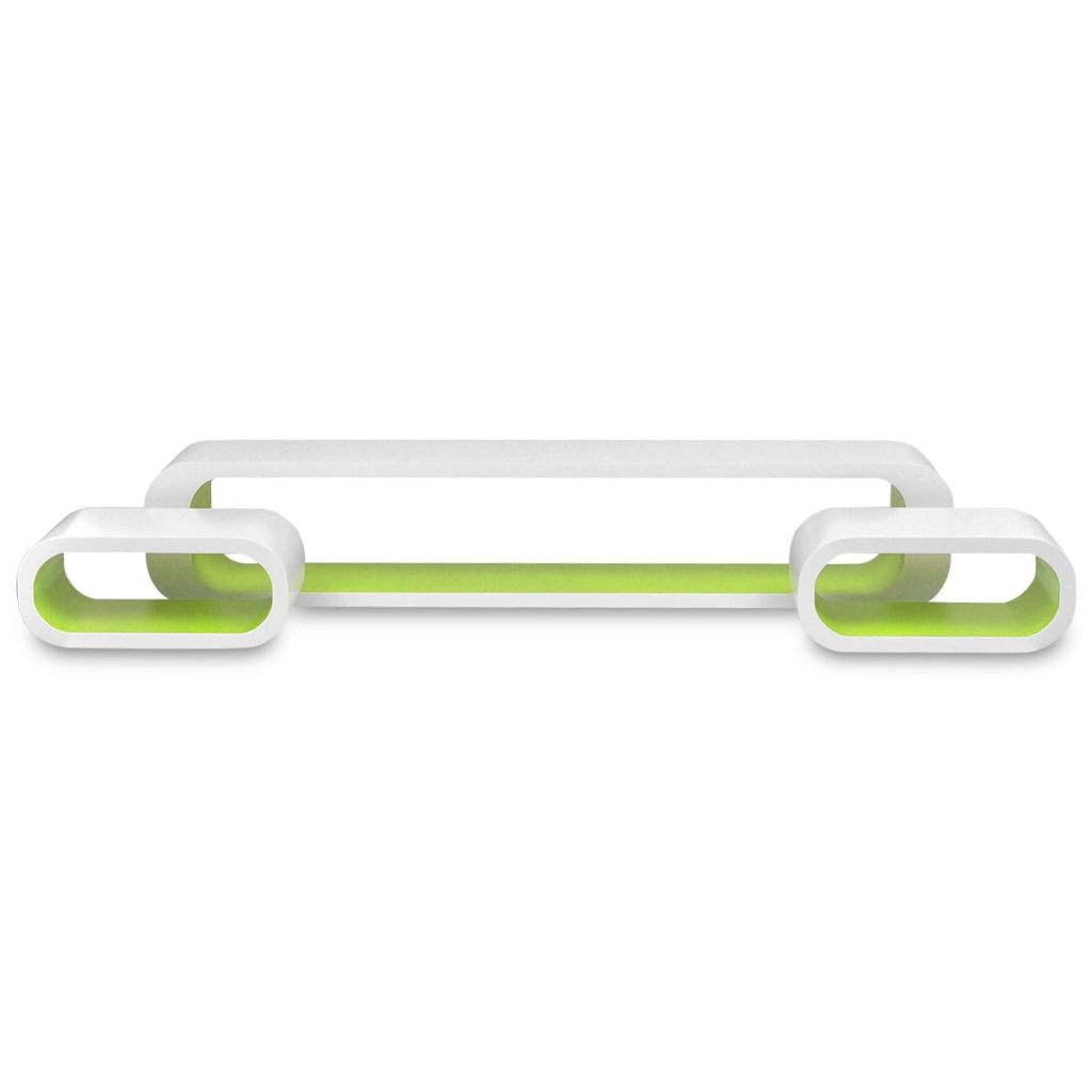 3 White-green MDF Floating Wall Display Shelf Cubes Book/DVD Storage