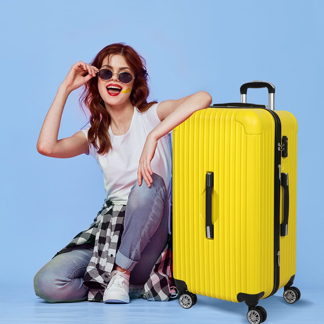 30" Luggage Travel Suitcase Trolley Case Packing Waterproof Yellow