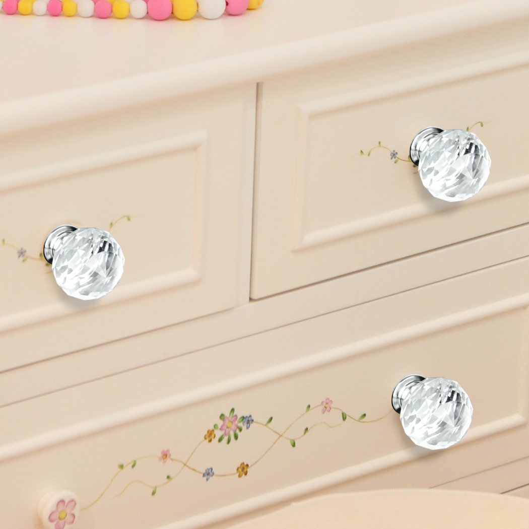 Door Crystal Knob 30mm 10Pack Clear Crystal Glass Door Pull Knobs