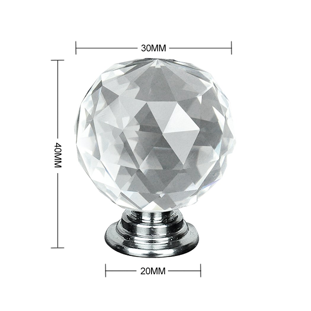 Door Crystal Knob 30mm 10Pack Clear Crystal Glass Door Pull Knobs