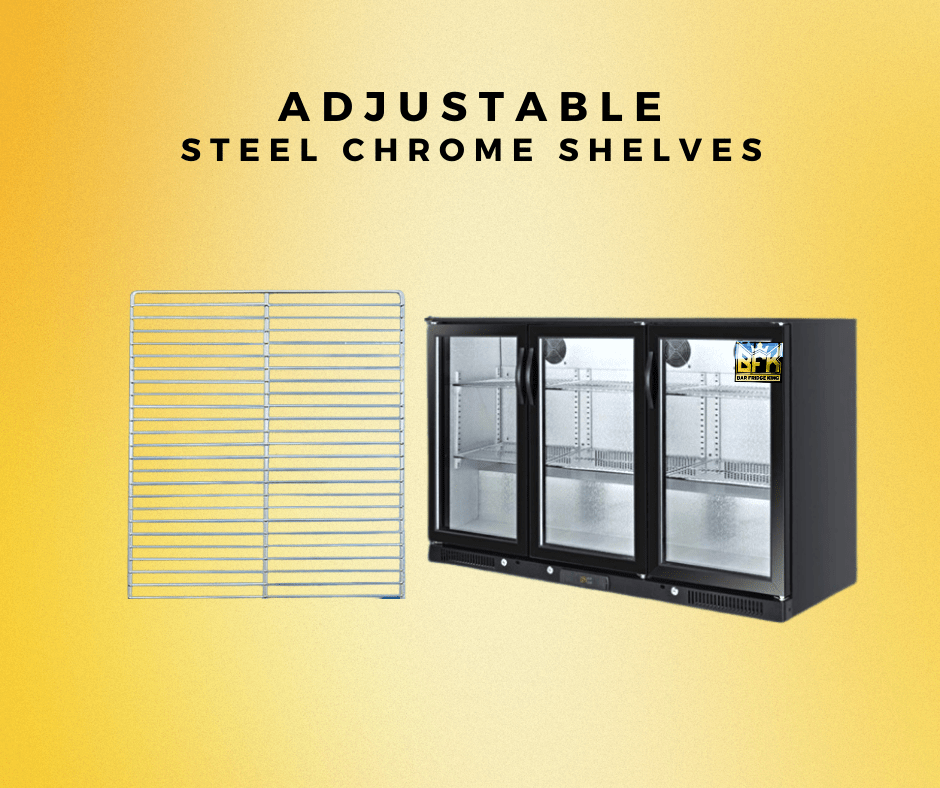 318L 3-Door Commercial Wine Bar Fridge Chiller Can Cooler Mini Freezer in Black