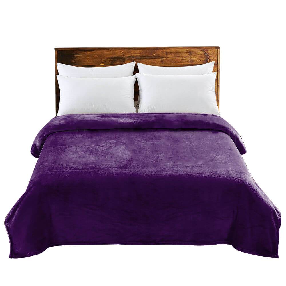 bedding 320GSM 220x160cm Ultra Soft Mink Blanket Warm Throw in Aubergine Colour