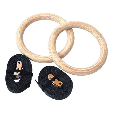 32Mm Wooden Gymnastic Rings Olympic Gym Rings Strength Training