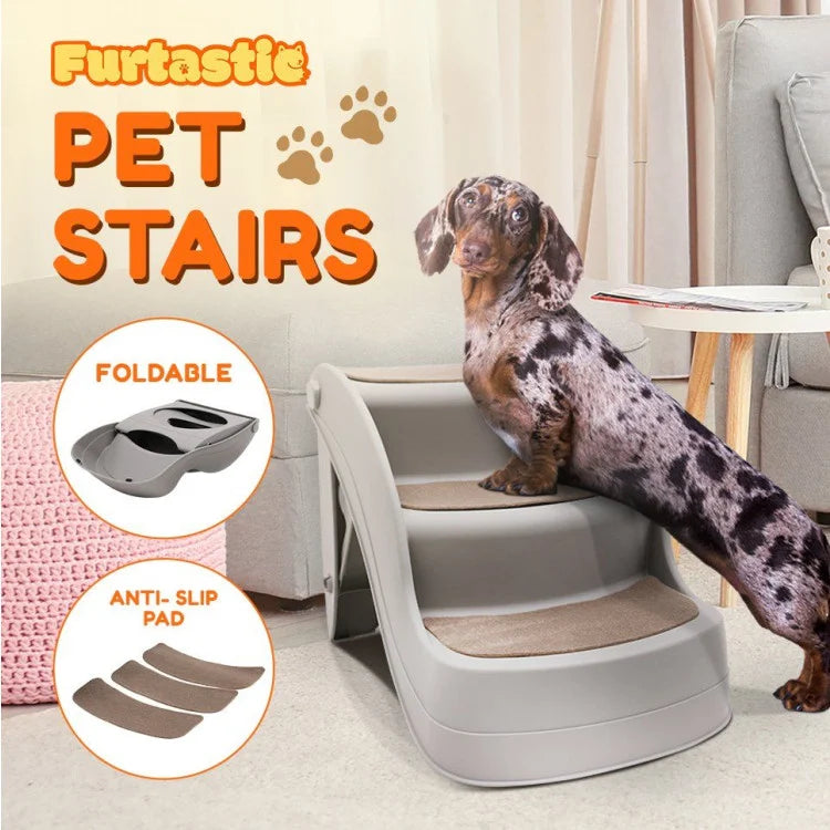 38cm foldable pet stairs ramp - grey