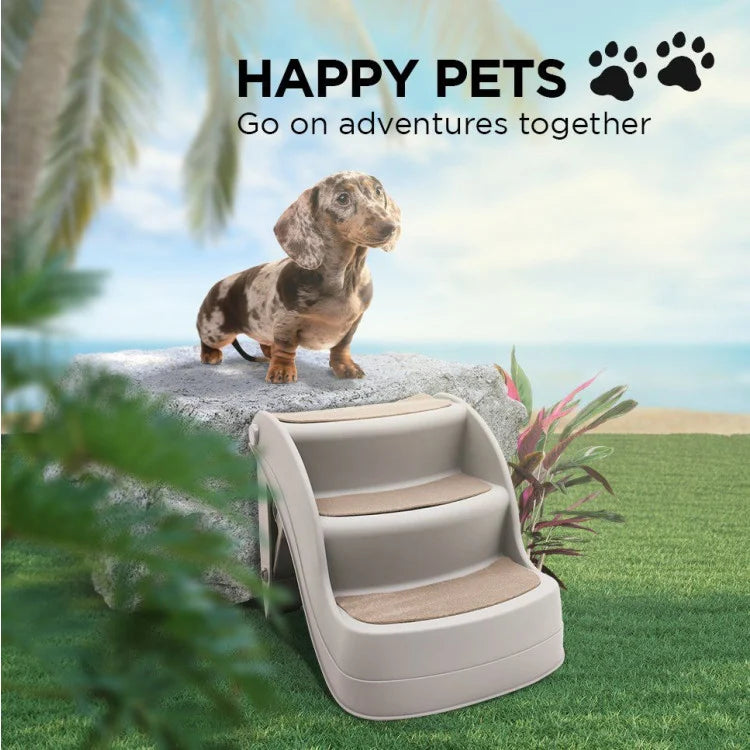 38cm foldable pet stairs ramp - grey