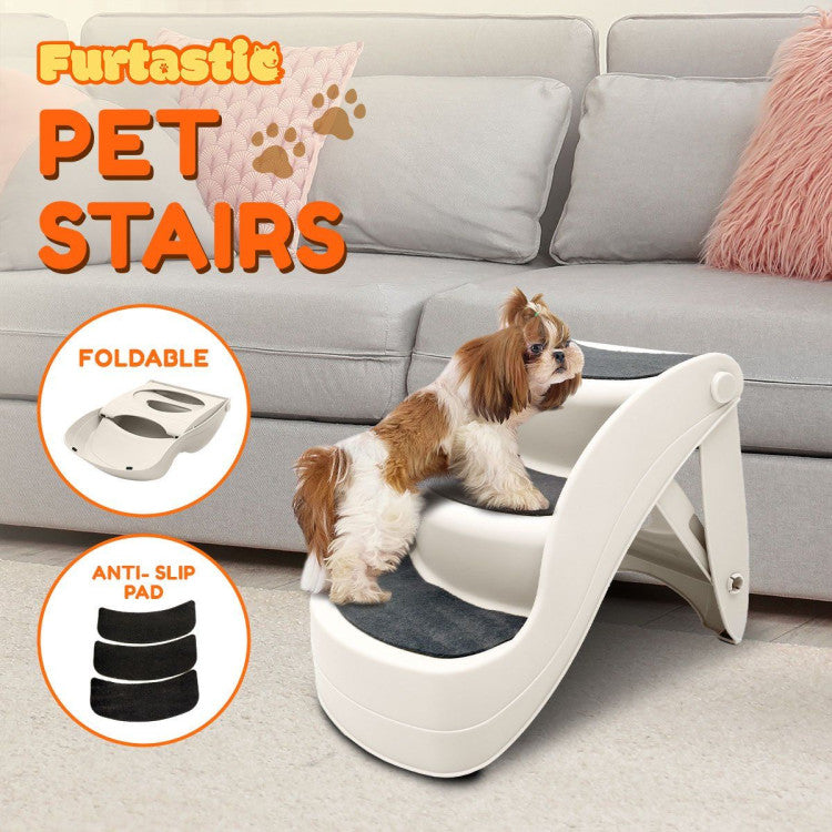 38cm foldable pet stairs ramp - white