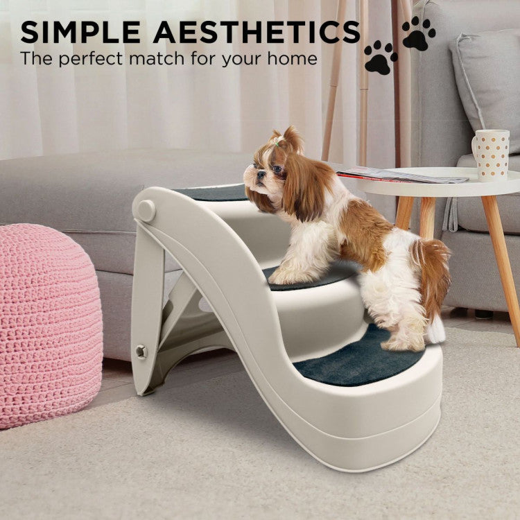38cm foldable pet stairs ramp - white