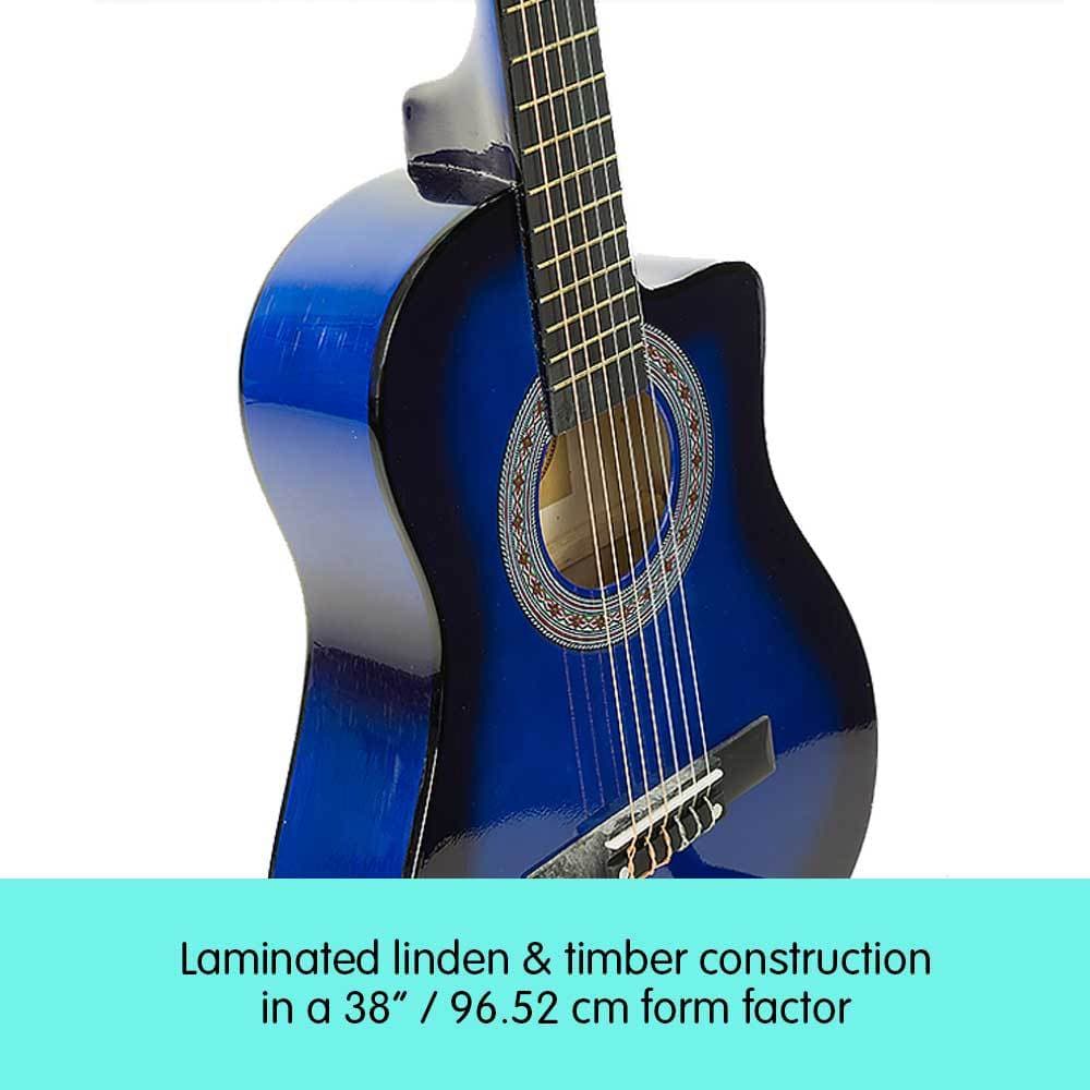 38in Cutaway Acoustic Guitar with guitar bag - Blue Burst