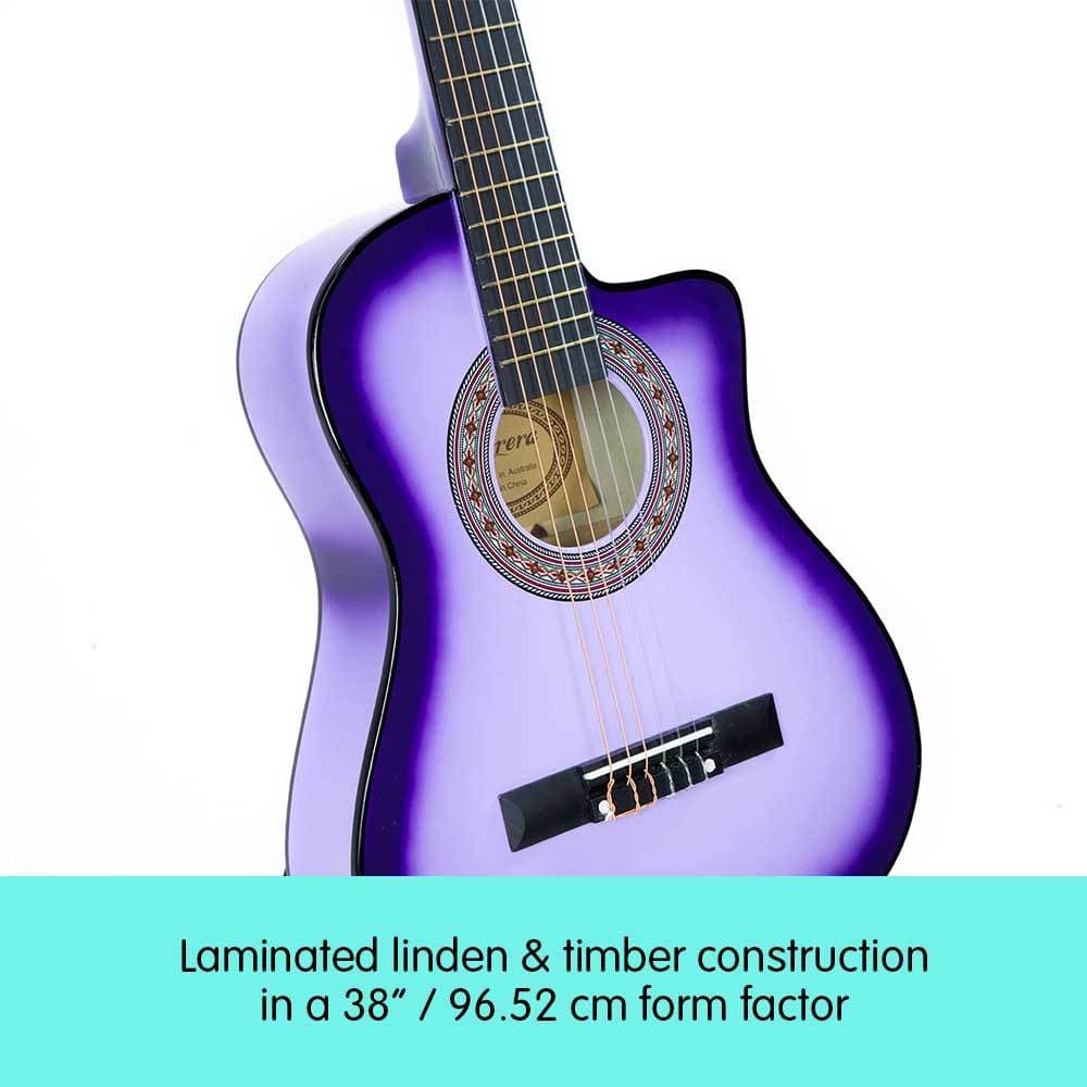 38in Cutaway Acoustic Guitar with guitar bag - Purple Burst