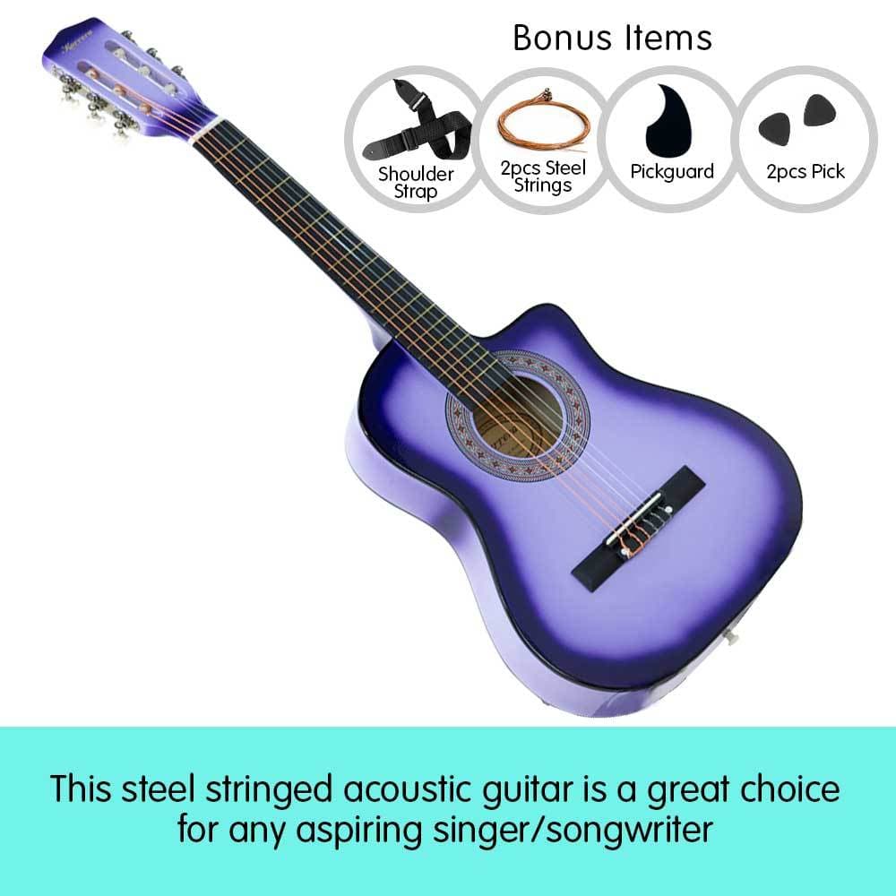 38in Cutaway Acoustic Guitar with guitar bag - Purple Burst