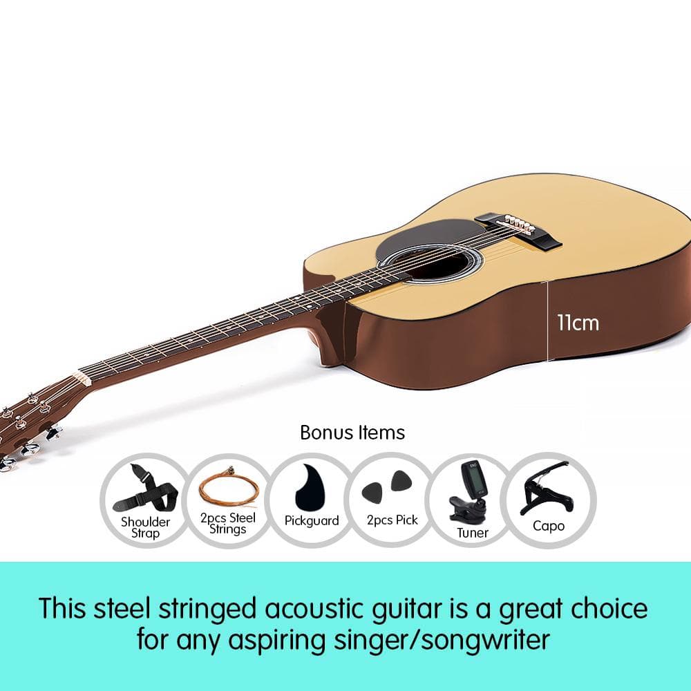 38in Pro Cutaway Acoustic Guitar with guitar bag - Natural