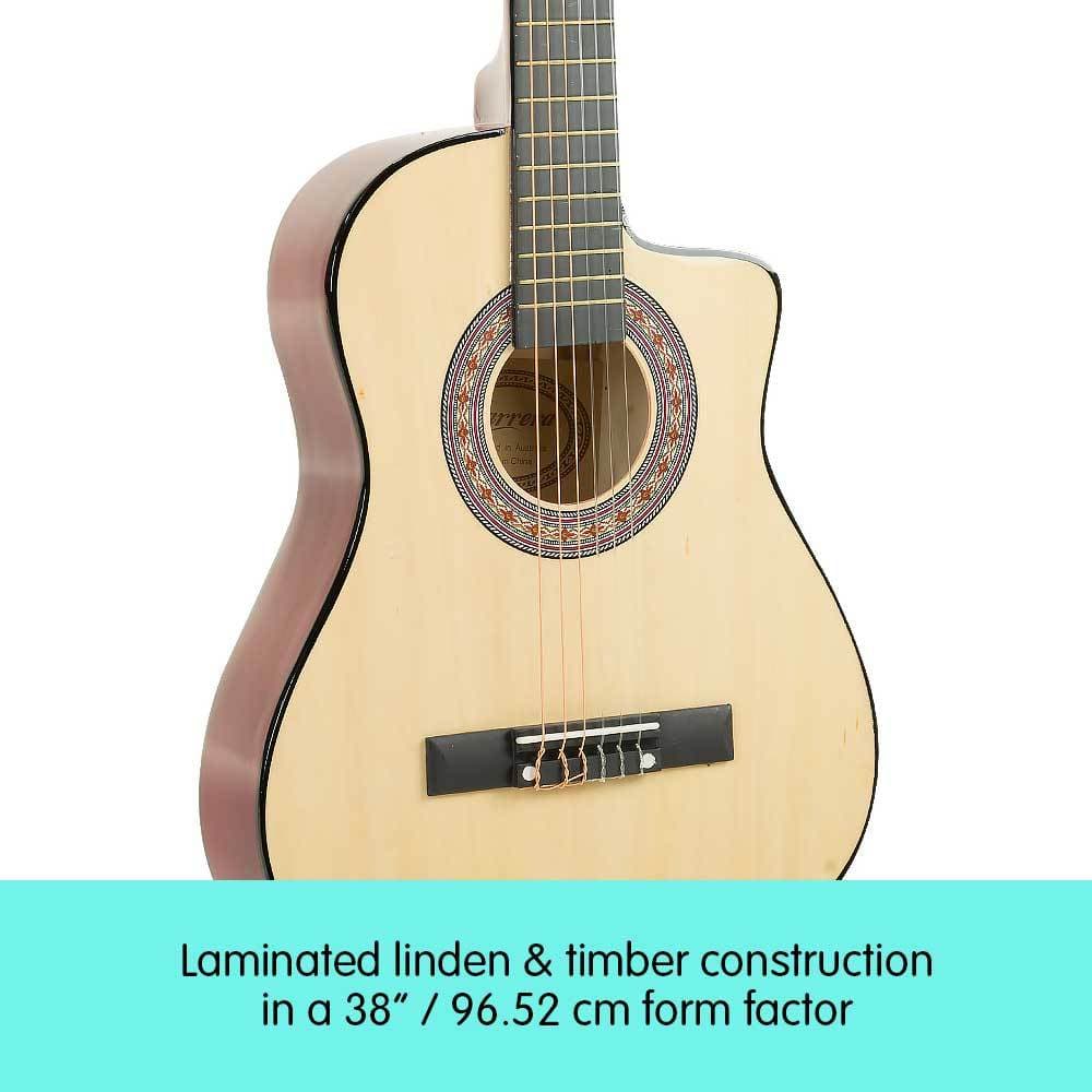 38in Pro Cutaway Acoustic Guitar with guitar bag - Natural