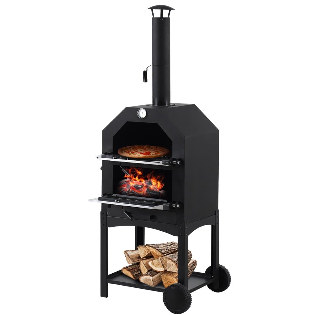 outdoor living 3In1 Charcoal Bbq Grill Steel Pizza Oven Smoker