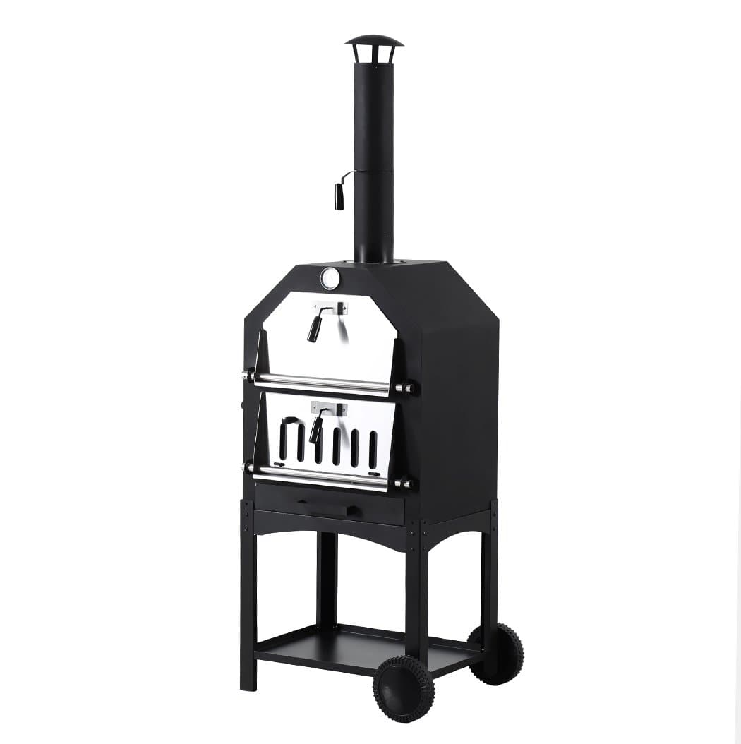 outdoor living 3In1 Charcoal Bbq Grill Steel Pizza Oven Smoker