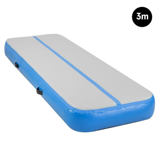 3m Airtrack Tumbling Mat Gymnastics Exercise 20cm Air Track - Blue