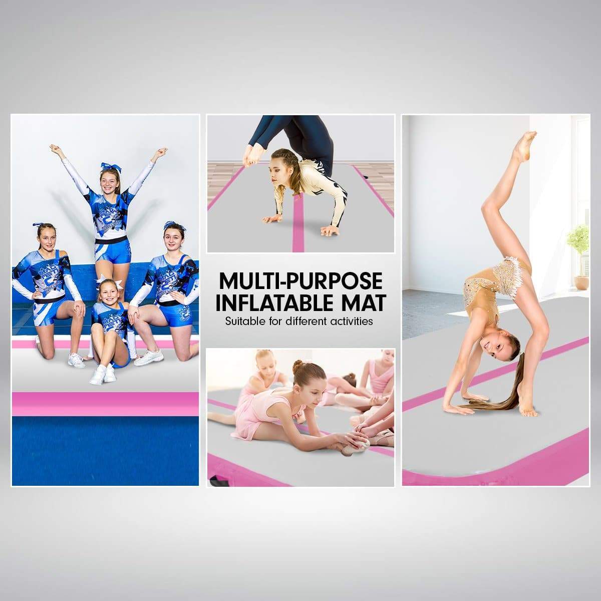 3m Airtrack Tumbling Mat Gymnastics Exercise 20cm Air Track - Pink