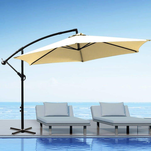 outdoor living 3M Outdoor Garden Patio Beach Umbrellas Cover Crank Beige