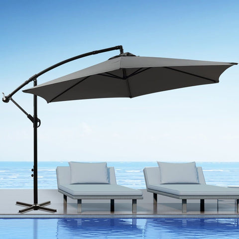 outdoor living 3M Outdoor Garden Patio Beach Umbrellas Crank Grey