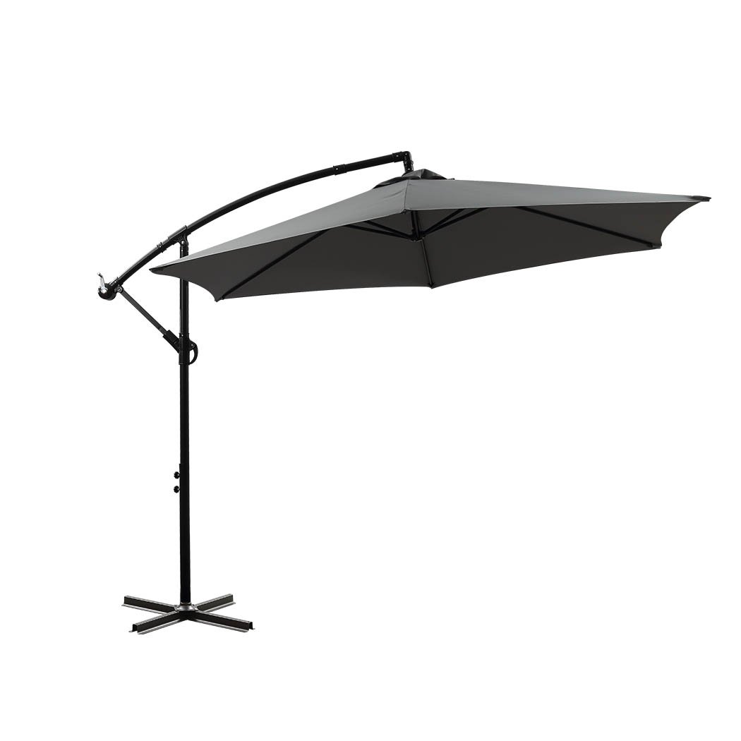 outdoor living 3M Outdoor Garden Patio Beach Umbrellas Crank Grey