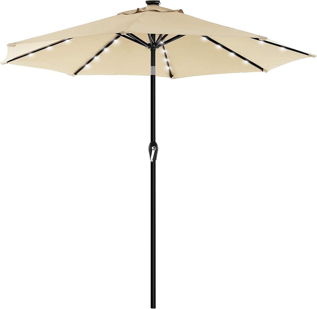 3m Solar Lighted Outdoor Patio Umbrella Beige