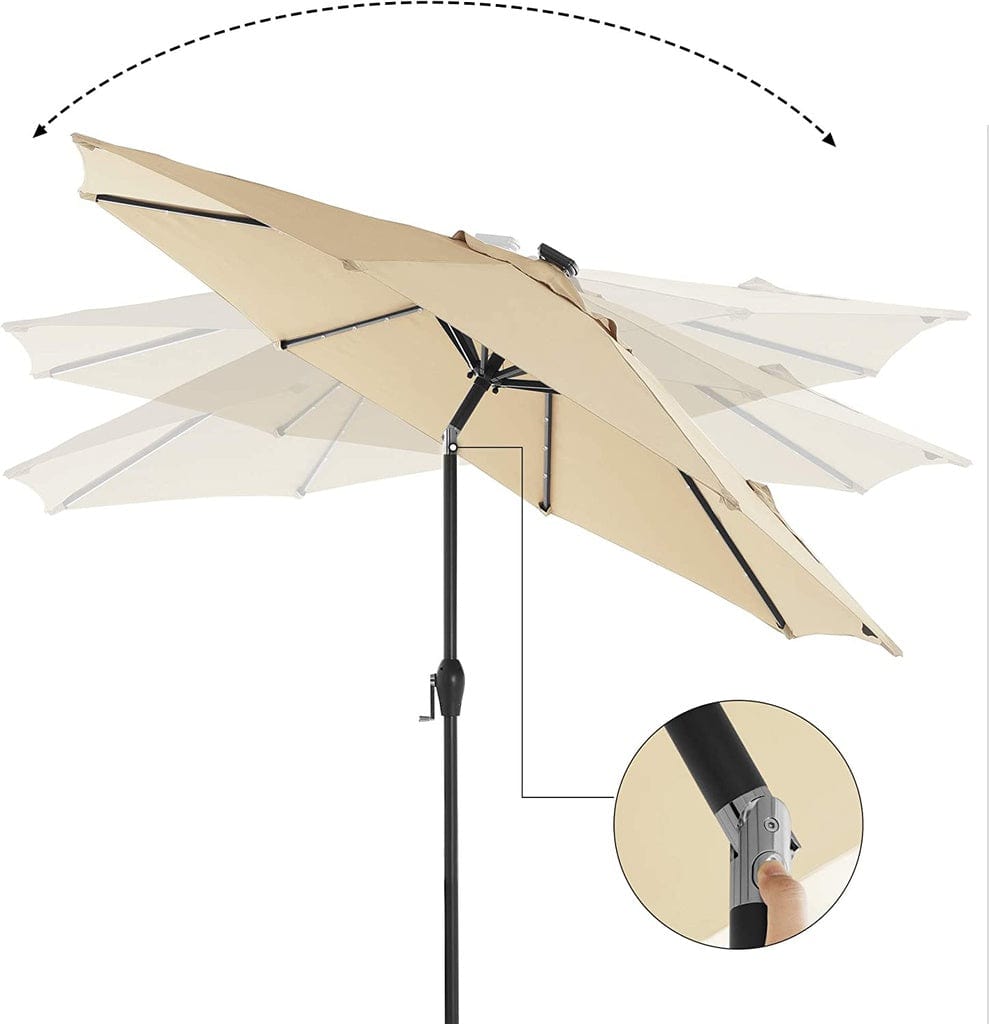 3m Solar Lighted Outdoor Patio Umbrella Beige