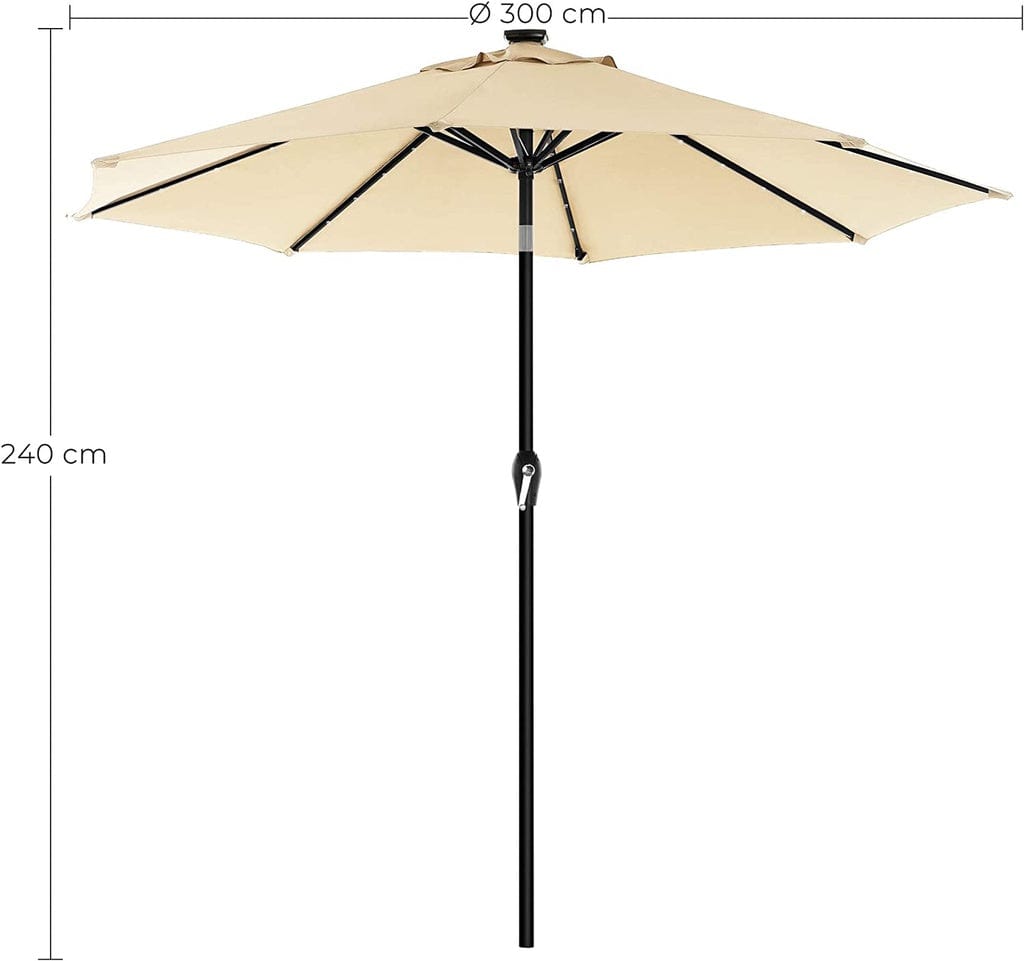 3m Solar Lighted Outdoor Patio Umbrella Beige