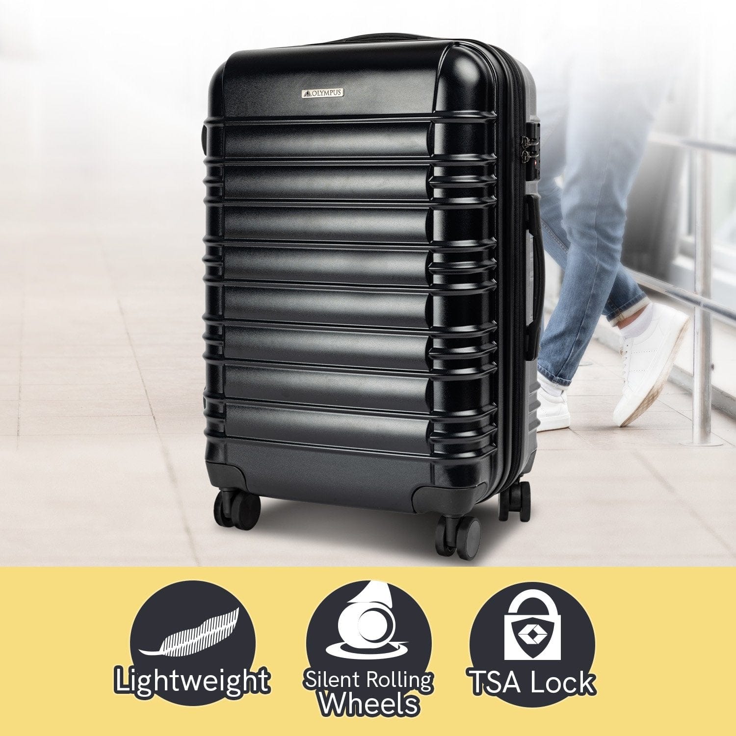 3PC Noctis Luggage Set Hard Shell ABS+PC - Stygian Black